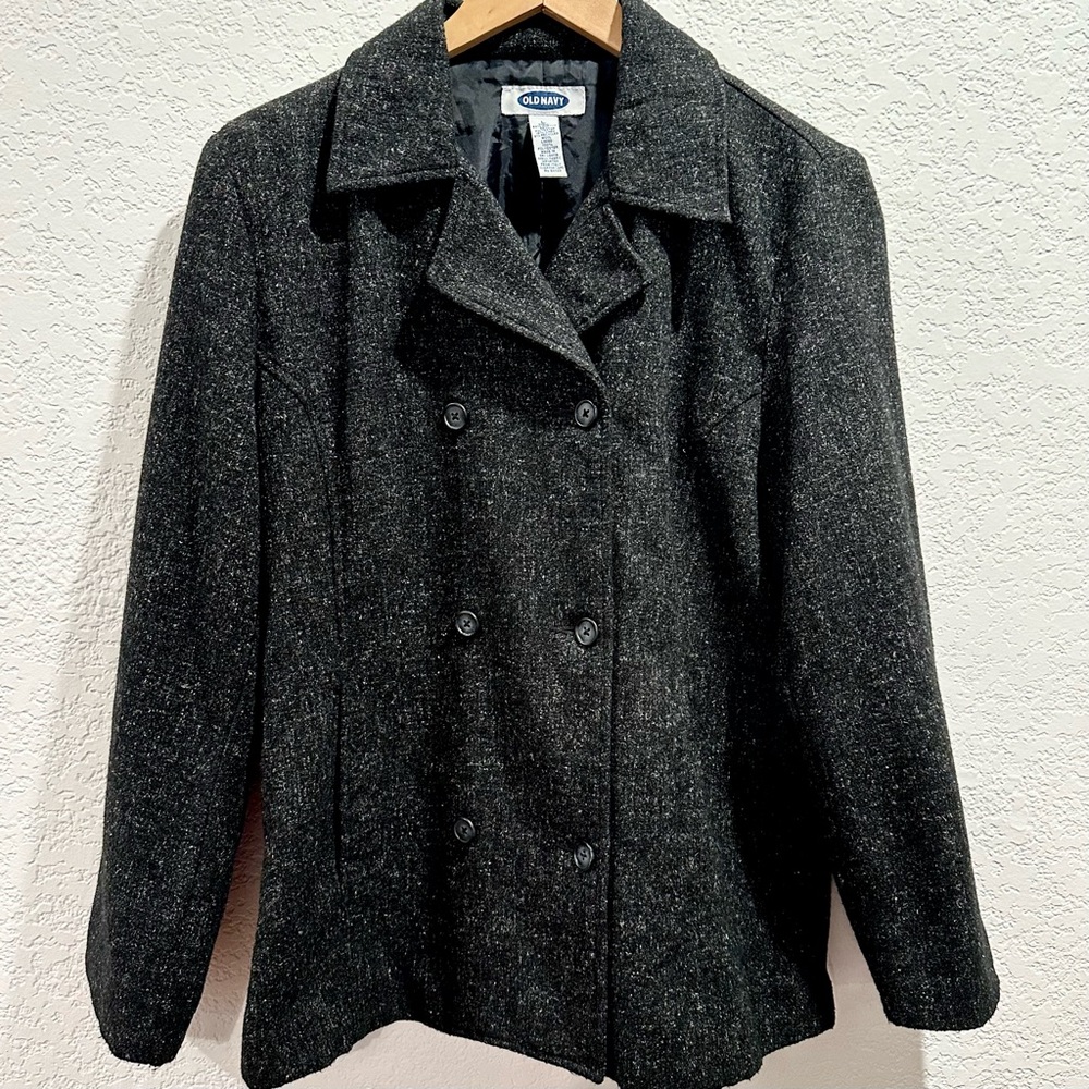 Old Navy Peacoat‎ Double Breasted Jacket Coat Wool Blend Dark Academia Preppy